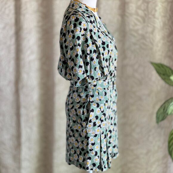 NWOT Sandro Daisy Print Satin Romper Size 4 (Seen on The Bold and the Beautiful) - Picture 2 of 11